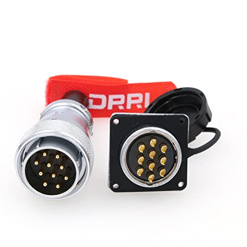 Weipu WS28 10 Pin AC-DC Circuit Signal LED Heavy Duty Industrial Bulkhead Plug Male Plug Female Socket Square Flange Panel Metal Aviation Bullet Plug 10 pin 25 A