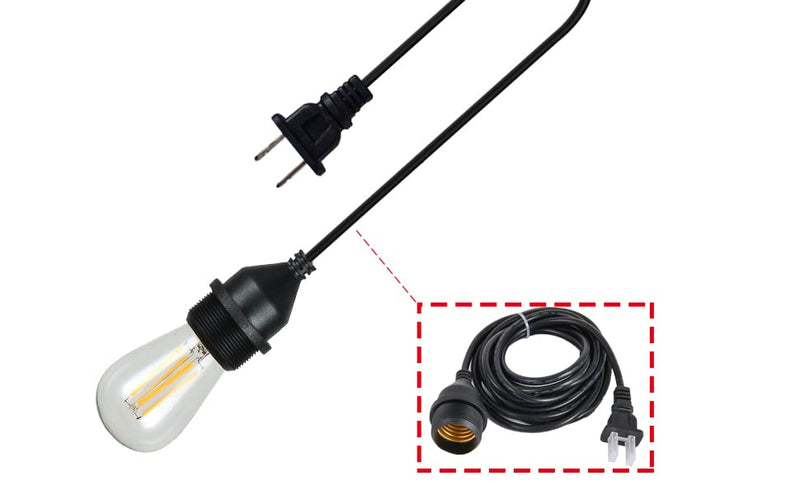 [Australia - AusPower] - 10Foot With Wire Electric Light Socket Waterproof Plug Light Outdoor Plug Light E26/E27 Socket With Wire Electric Light Socket Temporary Building Lighting Waterproof Socket With Wire Electric 6017 (1 Pack)10foot With plug 6017 