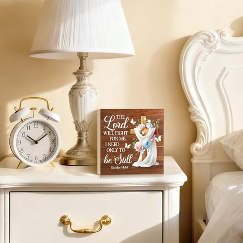 The Lord Will Fight for You Need Only To Be Still Wood Box Sign brown008