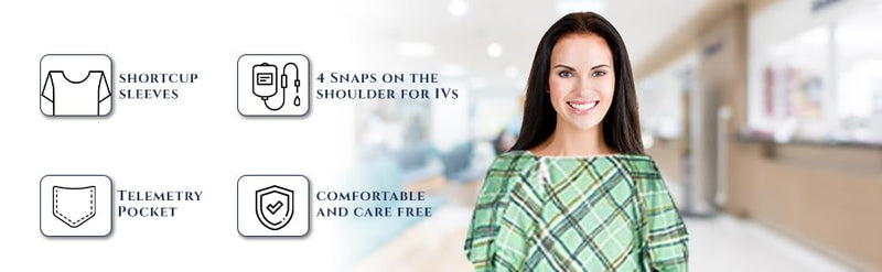 [Australia - AusPower] - Linteum Textile Supply Premium Green IV Hospital Patient Gown with Telemetry Pocket 1 
