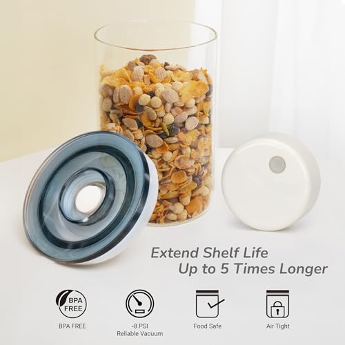 Vacuum Coffee Canister Set 19oz & 32oz Borosilicate Glass Canister Set+Vacuum Sealer