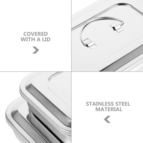 Portable Stainless Steel Sterilisation Box with Lid Rectangular Medical Instrument Tray Autoclavable for Clinic and Laboratory 24 x 16 cm 30 x 20 cm Pack of 2