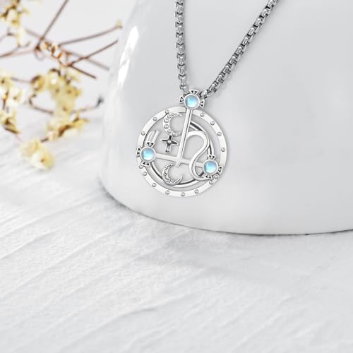Pentagram Necklace Sterling Silver Triple Moon Goddess/Celtic Knot Witches Knot/Ankh/Sun and Moon/Hecate/Lilith/Santa Muerte/Tetragrammaton Pendant Necklace Pagan Wiccan Magic Egyptian Amulet Jewelry for Women Men H-Sigil of Lilith 2