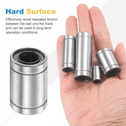 sourcing map 12Pcs LM8UU Linear Ball Bearings, 8mm Bore Dia, 15mm OD, 24mm Length Double Side Rubber Seal Linear Motion Bearing for 3D Printer CNC Machine Applications, ABEC3 8mm x 15mm x 24mm 12