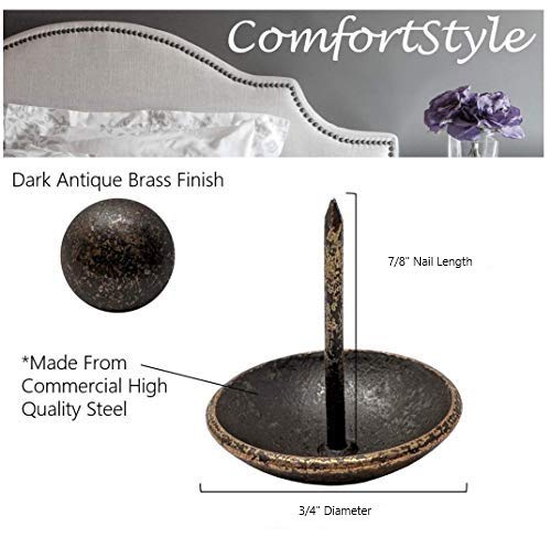 [Australia - AusPower] - Premium Upholstery Tacks, 3/4-inch Diameter Nailhead Pins, Large Decorative Trim for Furniture (40, Dark Antique Brass) 40 