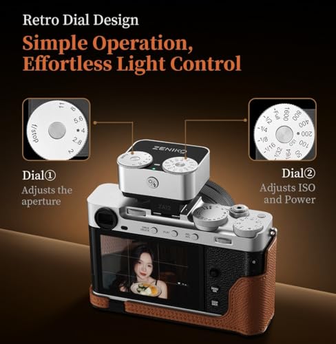 ZENIKO ZA12 Camera Flash Speedlite,Dual-Dial 6500K±200K Mini Flash for Fujifilm X-T30 X-T5 Sony ZV-E10 Nikon Panasonic Olympus Ricoh GR3/4 SLR Camera Flash Litght(ZA12-Black) ZA12-Black