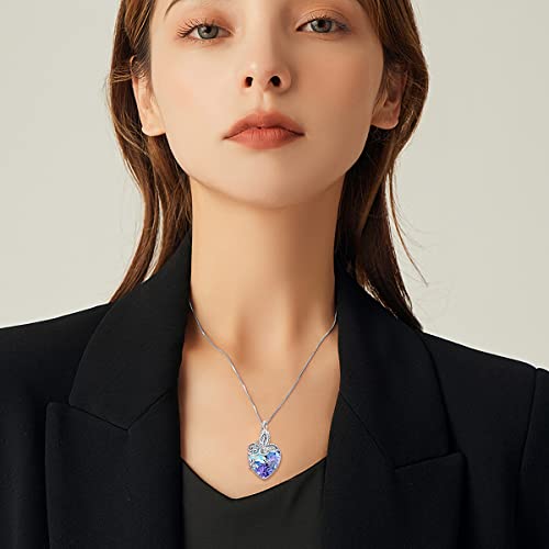 TOUPOP Ashes Jewellery s925 Sterling Silver Butterfly/Tree of Life Urn Necklace for Ashes Cremation Jewelry with Crystal Memory Locket Gifts for Women, with Funnel Filler Butterfly-Purple