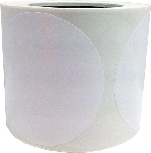 White Color Coding Labels – 4 Inch Round Circle Dots, 500 Total Adhesive Stickers on a Roll for Inventory, Organization, Warehouse, and Retail – Made in the USA