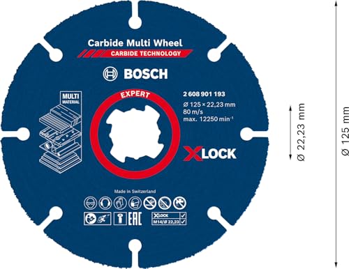 Bosch Professional Expert Carbide Multi Wheel X-Lock Cutting Discs (for Hardwood, Diameter 125 mm, Accessories Small Angle Grinder) 1 pcs