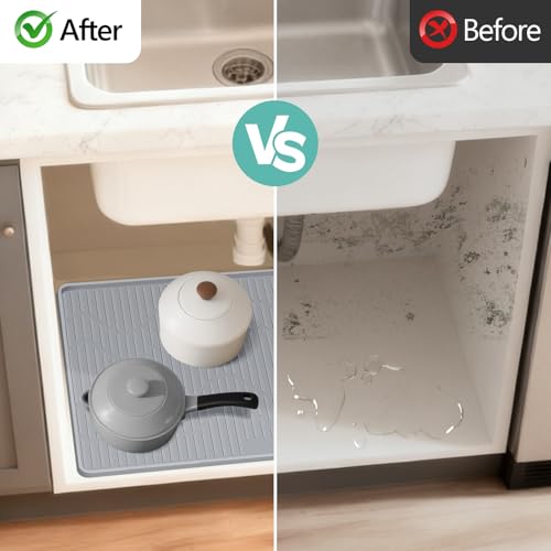 32" x 22" Under Sink Mat for Kitchen Under Sink Organizer Gray 32" x 22"