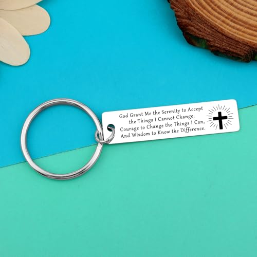 6PCS Inspirational Religious Gift for Women Men Christian Bible Verse Keyring Encouragement Keychain in Bulk Religious Baptism Faith Easter Prayer Gift Christian Confirmation Jewelry for Friends