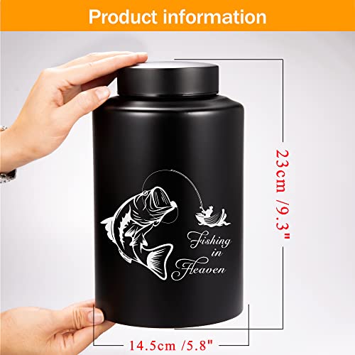 Gredstar Adult Urn for Ashes Fishing Cremation Urns Black Large Decorative Memorial Keepsake Urn for Human Remains - Up to 220 lbs