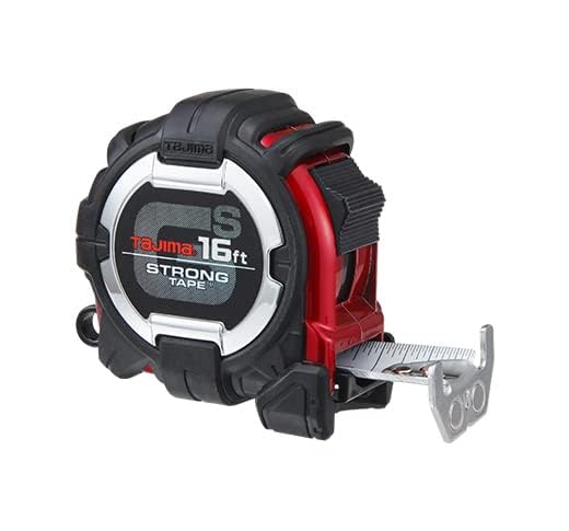 TAJIMA Tape Measure - 16ft x 1in GS-Lock Measuring Tape with Horned Magnetic Hook & Compatible Clip - GS-MC16BW 4.9 m