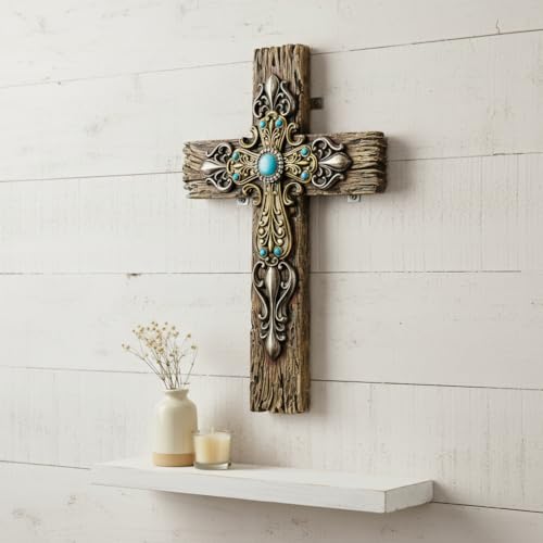 Comfy Hour 12 Inch Wall Cross, Rustic Religious Decor