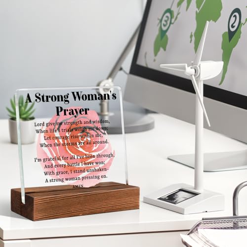 TOUNER Strong Woman's Prayer Empowering Acrylic Office Desk Decor Sign lucency026