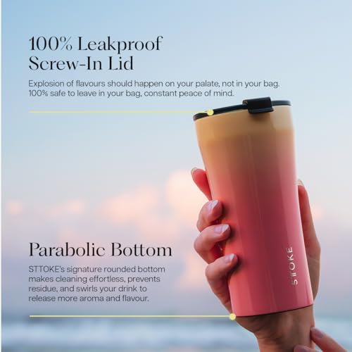 Sttoke Leakproof Lid Shatterproof Tumbler, Sunset Peach, 6.9-inch Height, 12 oz