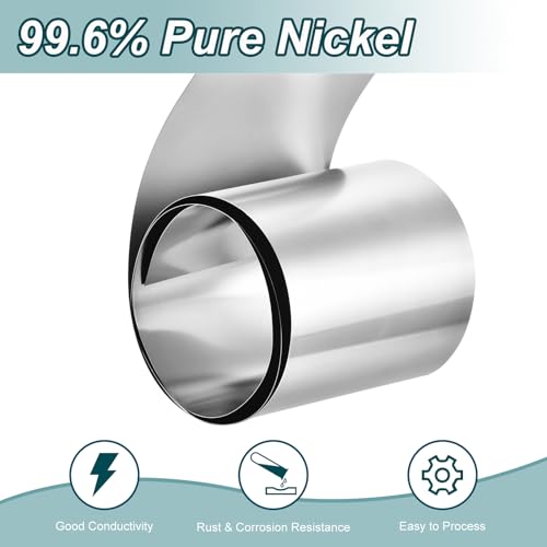 uxcell 3-piece pure nickel sheet, 99.6% nickel plate strip, 0.05 x 100 x 1000 mm, for electroplating