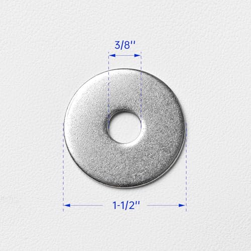 3/8 x 1-1/2'' (30 Pack) Stainless Steel Fender Washers, 1-1/2'' OD, (18-8) 304 Stainless Steel Metal Repair Washers for Screws and Bolts 3/8 x 1-1/2''
