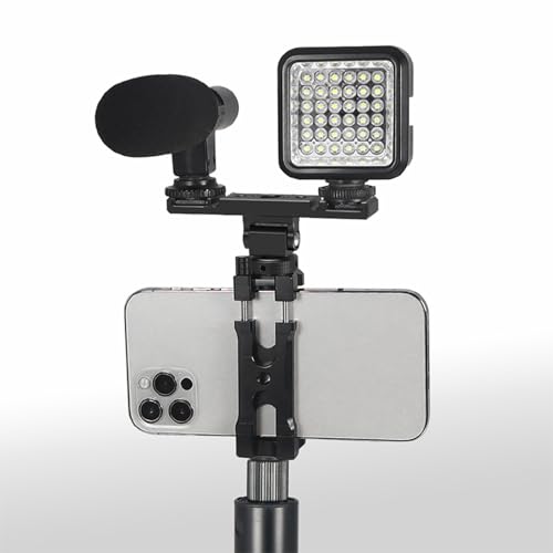 Dual Cold Shoe Extension Bar Mount – Aluminum Dual hot Shoe Bracket with 1/4" Thread and Cable Management Slot, Compatible with DSLR Cameras, LED Video Lights, Microphones, Monitors, and More