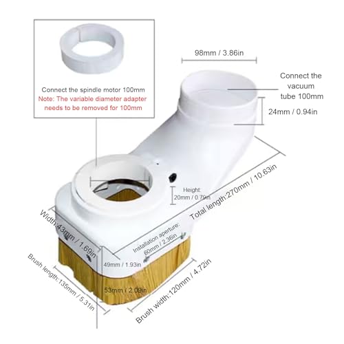 Sxhlseller CNC Dust Shoe 100mm Spindle Dust Boot for Engraving Machine, Detachable Brush Collector for Router Wood Chip Removal