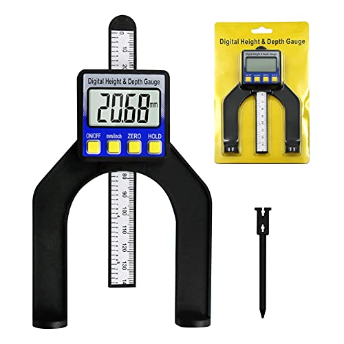 RUIZHI Digital Depth Gauge Altimeter 0-85 mm Profile Depth Gauge LCD Display Digital Caliper for Woodworking, Mechanical Engineering with Magnets