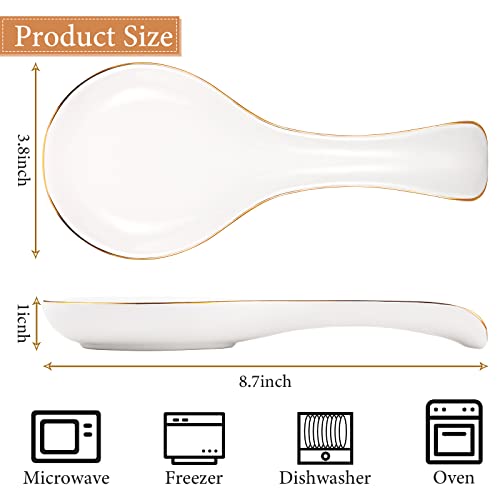 Patelai 3 Pcs White Ceramic Spoon Rest for Kitchen Stove Top Counter