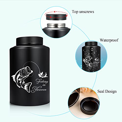 Gredstar Adult Urn for Ashes Fishing Cremation Urns Black Large Decorative Memorial Keepsake Urn for Human Remains - Up to 220 lbs