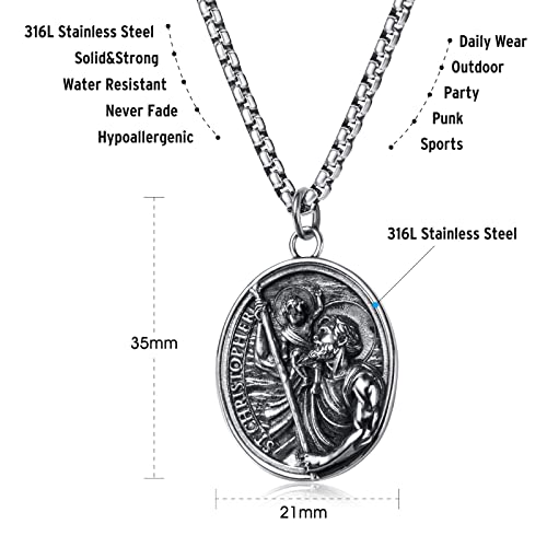 St Saint Christopher Michael Medal Pendant Necklace Jewelry for Men Women 60cm 60 Centimeters St Christopher 03