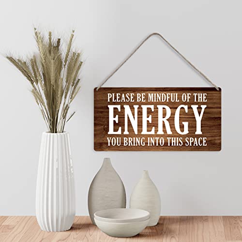 Country Style Wall Decor Be Mindful Quote Wooden Signs Rustic Hanging Wall Plaque Positive Energy Sign Home Decor Present Unleash your energy 7"L x 12"W