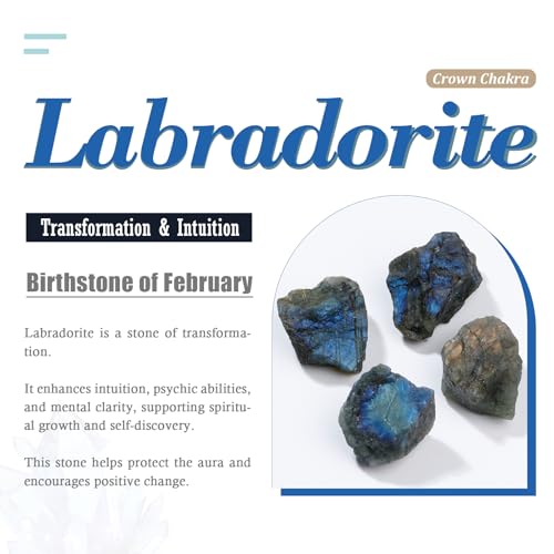 Nupuyai 100-200g Irregular Labradorite Stone Slab Specimen, Nutural Polished Self-Standing Labradorite Stone for Home Office Decoration Meditation Yogo Fengshui