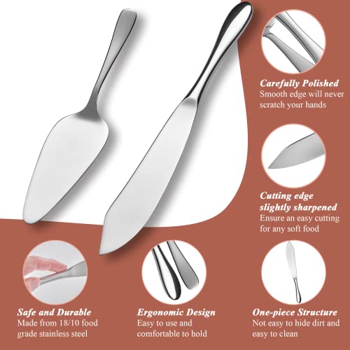 Cake Cutting Set for Wedding, Cake Knife and Server Set, Classic Design 18/10 Stainless Steel Pie Cakes Serving of 2 Piece, Dishwasher Safe Silver Non-Custom