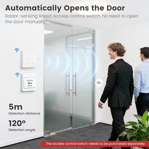 Motion Sensor Flush-Mounted WLAN Smart Light Switch Two in One 120° 5 m 10G mmWave Radar Motion Sensor Compatible with Alexa, Google Home, Precise Detection, Double 1Way, Black