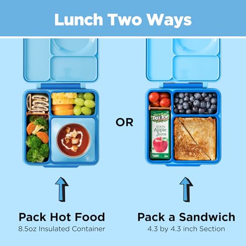 Omie OmieBox Kids Insulated Leakproof Bento Lunch Box with Food Jar (Blue Sky) 8.5 Ounces Blue Sky