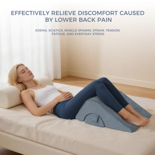 Ganondorf Knee Pillow for Back Sleeping, Premium Foam Wedge Pillow for Legs, Leg Elevation Pillow with Removable Washable Cover, Triangle Pillow for Knee, Hip & Back Support, Grey