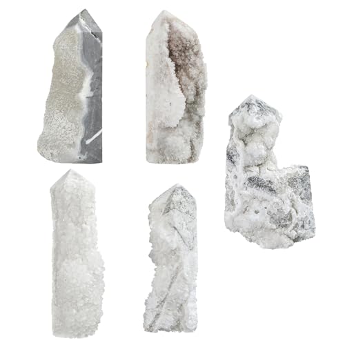 TUMBEELLUWA White Rock Quartz Crystal Obelisk Tower for Healing Wiccan 301-400 g