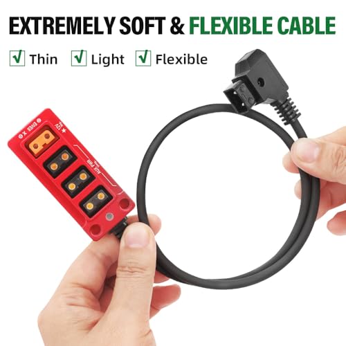 12V Metal Regulated Surge Protection P-Tap D-Tap Splitter for ARRI|RED|Sony|Teradek |Smallhd|DJI|TILTA |SmallRig|V-Mount|Gold-Mount, 4 * 1/4"-20 Screw Threads- 17.7 inches(Red)