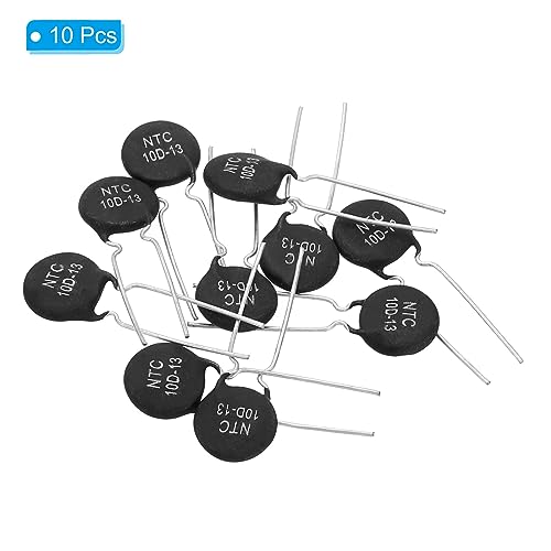 PATIKIL NTC Thermistors Resistors 10 Ohm NTC10D-13 Black Pack of 10 | Highly sensitive current limiter temperature sensor for measuring temperature