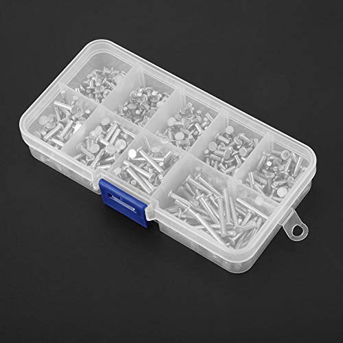 Ginyia M2.5 flat head solid aluminum rivets, 450-piece assortment in 3–20mm lengths