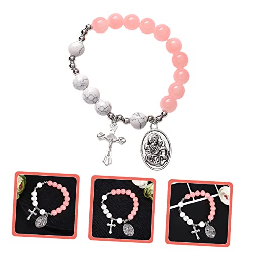 BESPORTBLE Cross Pendant Bracelet Beaded Cross Bracelet for Women for Men as Friendship Gifts for Women