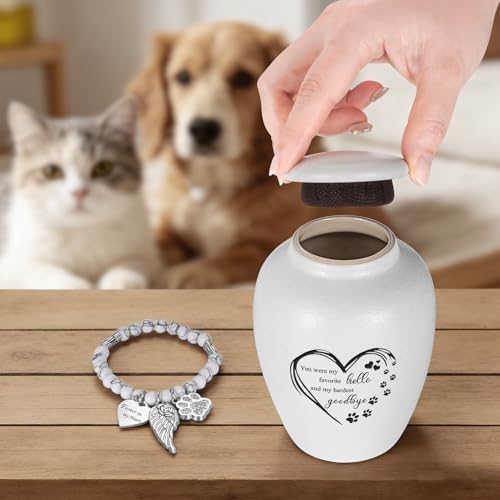 abooxiu Pet Urn for Dogs Cats 4.8 Inch Small Urn for Pet Ashes Cremation Keepsake Urns Ceramic Mini Urns for Ashes Pet Memorial Sympathy Gifts for Loss of Pets Dog Urns Cat Urns Heart