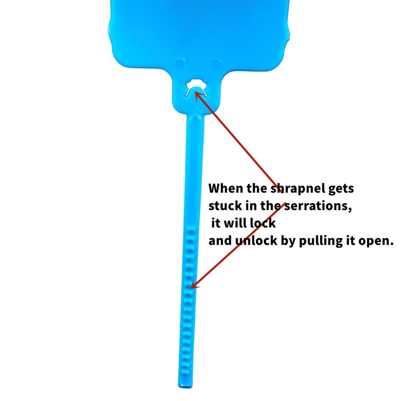 100pcs Reusable Blank Plastic Tags Ties Key Tags 1.45"*2.48" Serrated Tension Sealing Strap with Large Label Plastic Tie Mark Label Waterproof Hang Sign Write on Tag (Blue, 100pcs) Blue