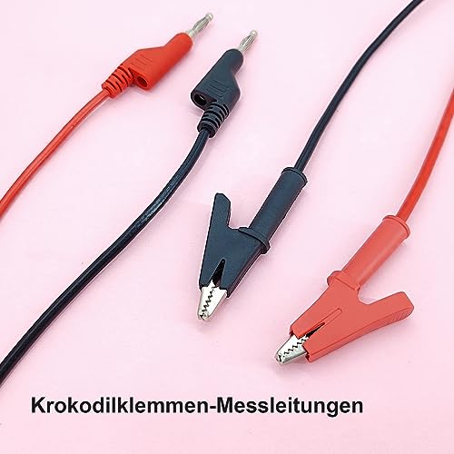 8pcs Multimeter Test Leads Set with 4mm Banana Plugs | 8 piece set includes 2 double banana plug cables, 2 alligator clip cables and 4 fine test probes in red/black
