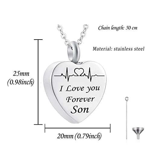Necklaces for Ashes, Cubic Zirconia Necklaces for Women with Engrave I Love You Forever Son Necklace Gift for Women and Men December