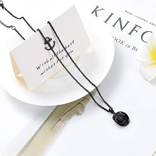 zeqingjw Cowboy Hat Cremation Necklace for Ashes Stainless Steel Urns Necklace for Ashes Memorial Ash Urn Jewelry Black