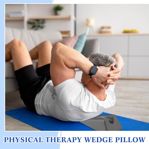 Suzile Mobilization Wedge 7.9 x 4.1 x 2 Inch Triangle Therapy Non Slip Silicone Wedge Pillow Sturdy Support for Relieve Spinal Pain Rehabilitation Tool(Gray) Gray