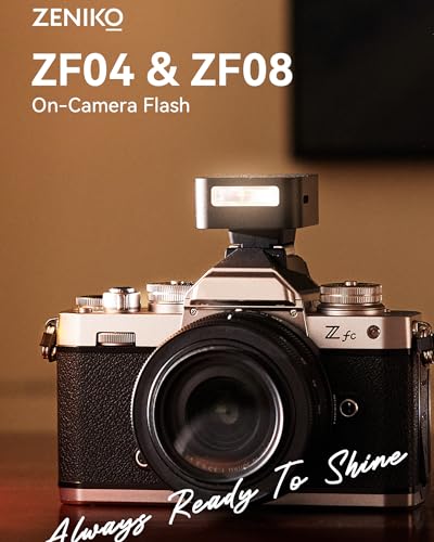 ZENIKO ZF-08 Camera Flash and Lightweight Portability Single-Contact Hotshoe Lithium Battery Type-C Charging 440 Full-Power Flashes