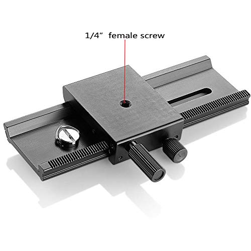 EXMAX® 16cm 2 Way Macro Shot Focusing Focus Rail Slider/Close-up Shooting 1/4 Quick Screw Release Mount Camera Flash Support Plate