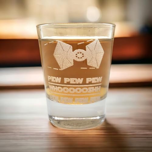SW Etched Shot Glass Set of 4: Sci-fi Space Star Noises Wars Shot Glasses