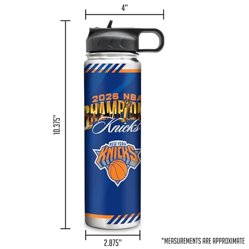 Rico Industries NBA Basketball New York Knicks 2026 NBA Champions 22oz Stainless Steel Tumbler with Lid - Great For Coffee, Tea, Water or Cocktails