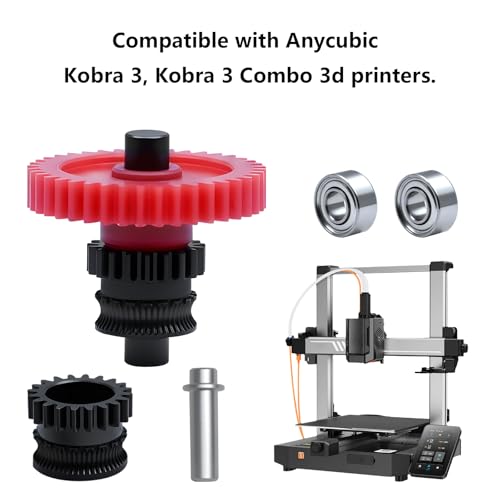 Hardened Steel Extruder Gear Kit for Kobra 3, 3D Printer DLC Nano Coating Hardened Steel Extruder Dual Gear and POM Gear Kit for Anycubic Kobra 3 Combo